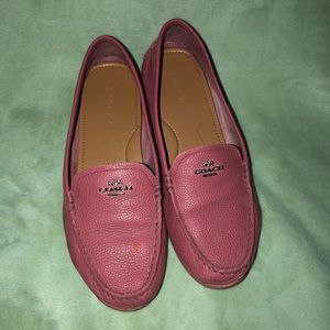 Pink Soft Leather Coach Loafers